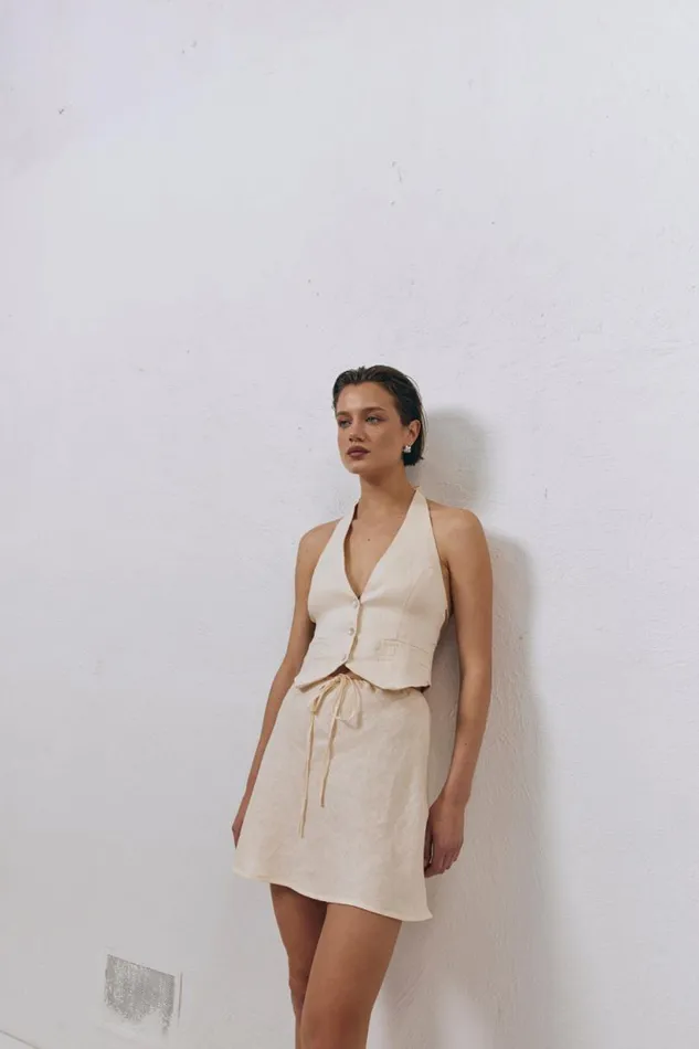 Women VRG GRL Vests Los Cabos Linen Vest Cream Women VRG GRL Vests Los Cabos Linen Vest Cream