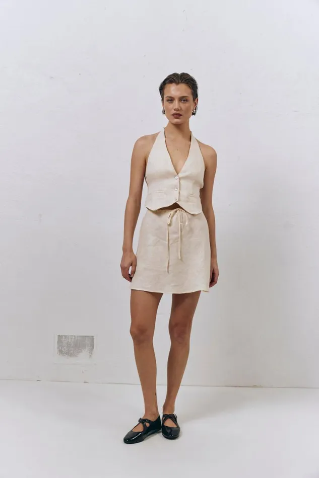 Women VRG GRL Vests Los Cabos Linen Vest Cream Women VRG GRL Vests Los Cabos Linen Vest Cream