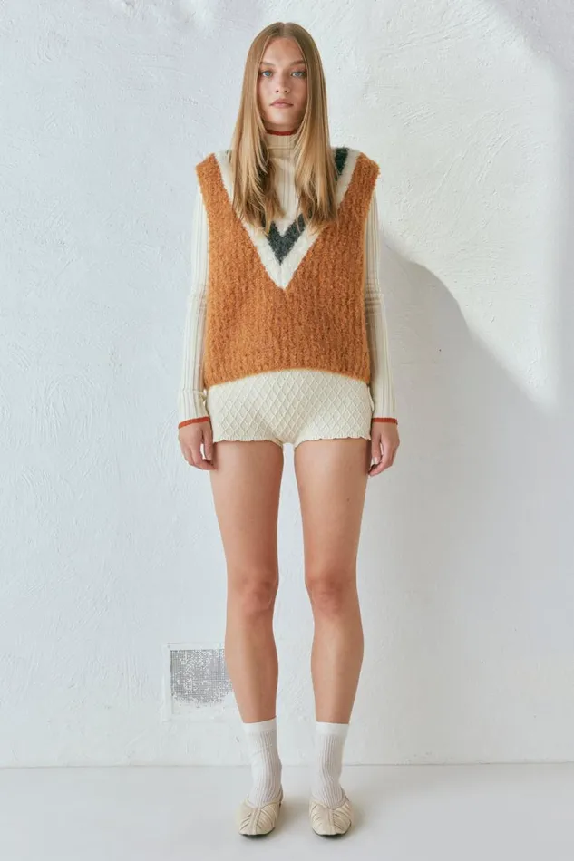 Women VRG GRL Vests Macy Knit Vest Burnt Orange Women VRG GRL Vests Macy Knit Vest Burnt Orange