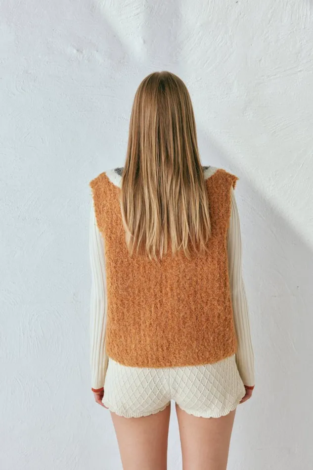 Women VRG GRL Vests Macy Knit Vest Burnt Orange Women VRG GRL Vests Macy Knit Vest Burnt Orange