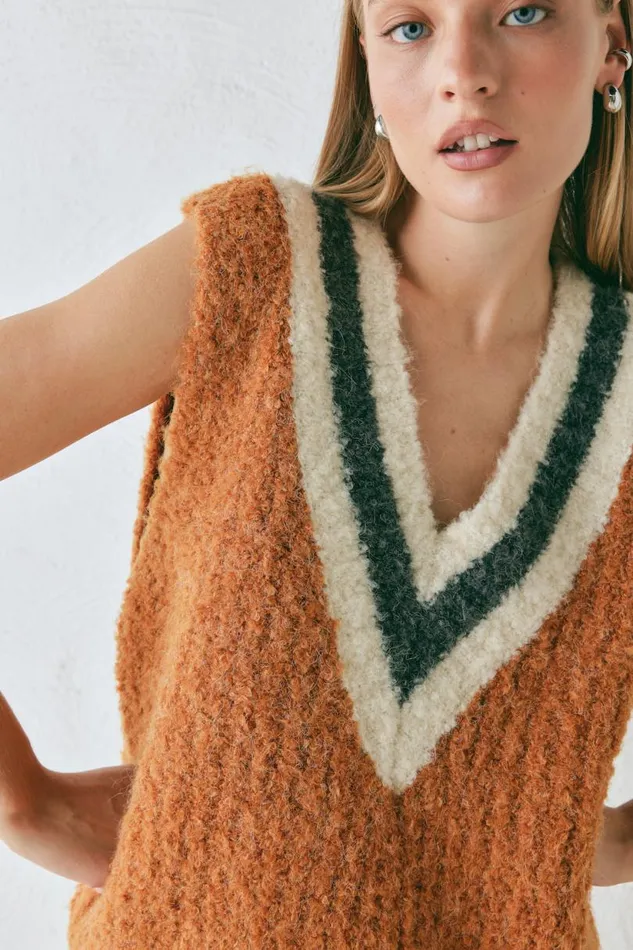 Women VRG GRL Vests Macy Knit Vest Burnt Orange Women VRG GRL Vests Macy Knit Vest Burnt Orange