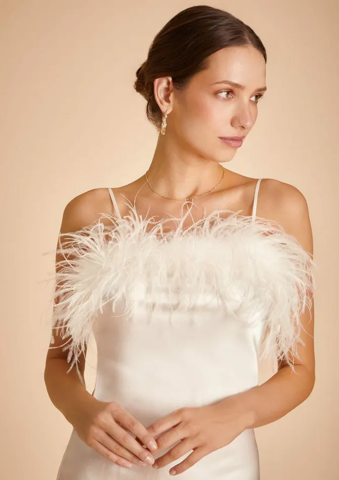 Women Wedding Celebrations Gilda and Pearl Camille Feather Trim Silk Midi Slip Dress Ivory Women Wedding Celebrations Gilda and Pearl Camille Feather Trim Silk Midi Slip Dress Ivory