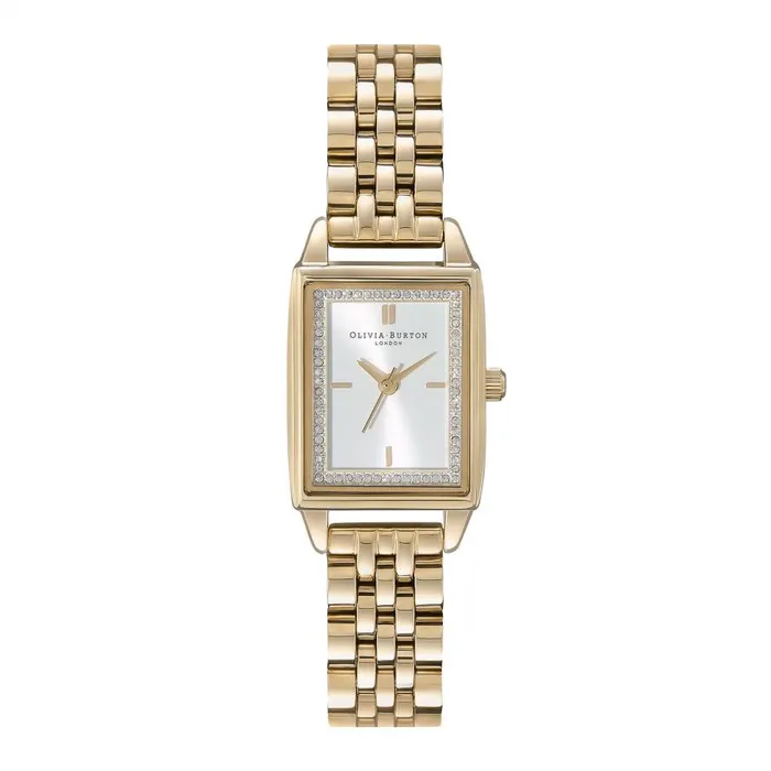 Women White Dial Watches Olivia Burton 21mm Rectangle White and Gold Bracelet Watch Women White Dial Watches Olivia Burton 21mm Rectangle White and Gold Bracelet Watch