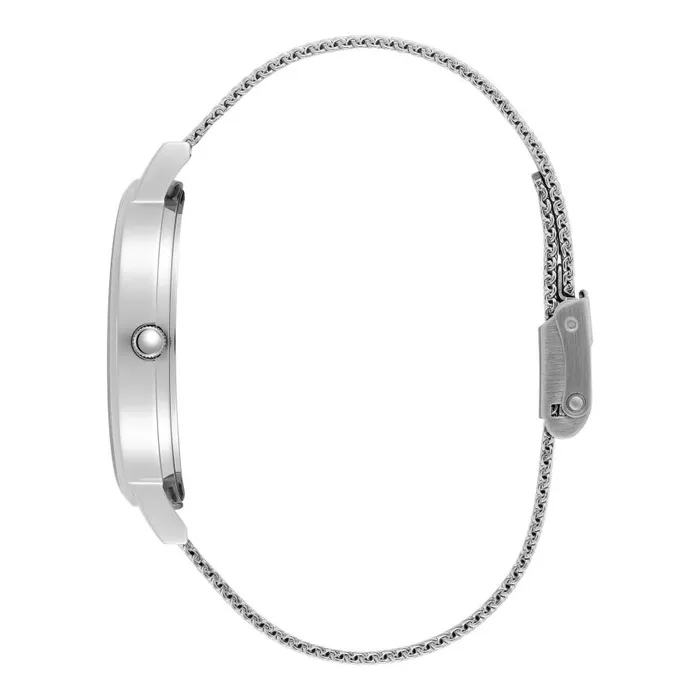 Women White Dial Watches Olivia Burton 38mm White and Silver Mesh Watch