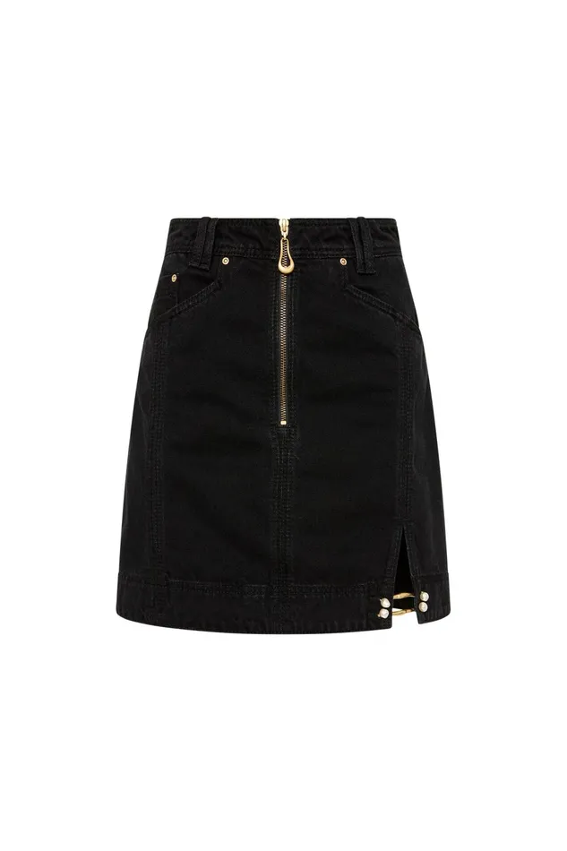 Women Willa Denim Mini Skirt Black Aje Denim