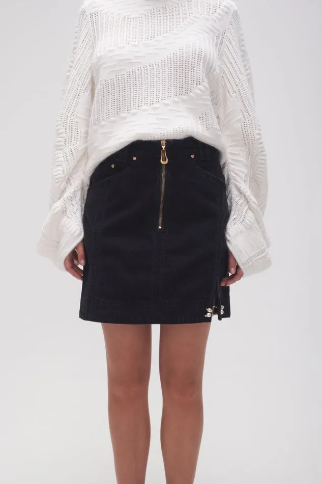 Women Willa Denim Mini Skirt Black Aje Denim