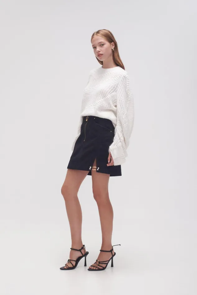 Women Willa Denim Mini Skirt Black Aje Denim
