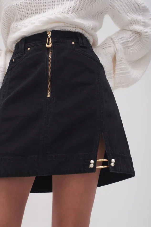 Women Willa Denim Mini Skirt Black Aje Denim