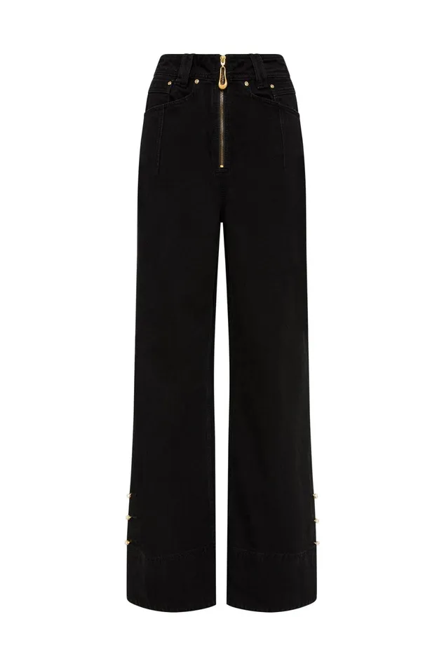 Women Willa Wide Leg Jeans Black Aje Denim