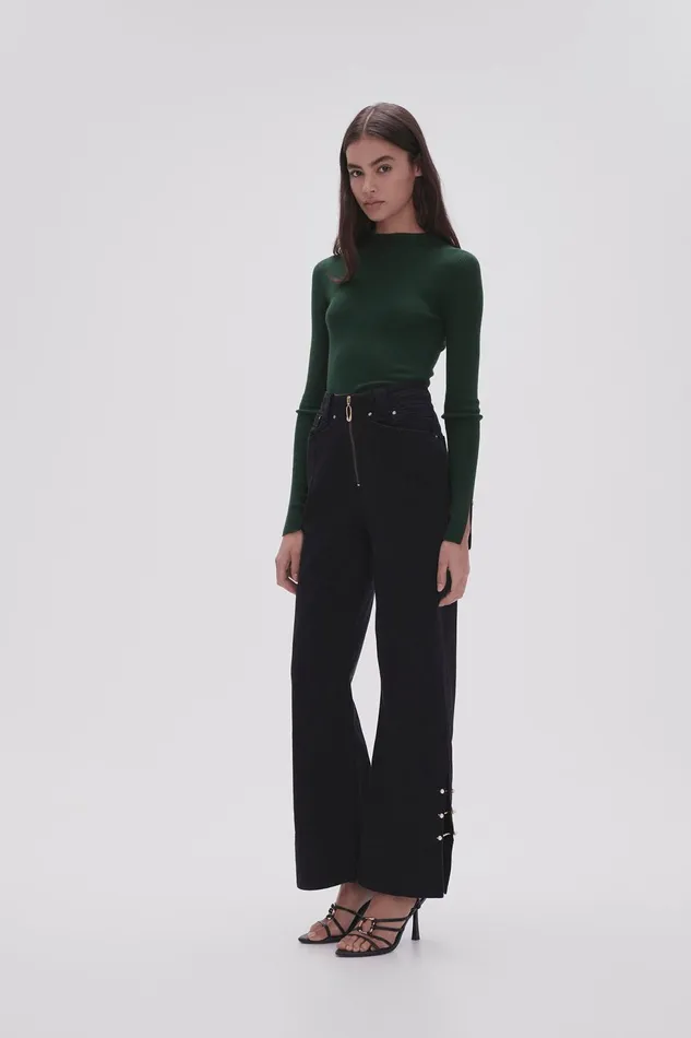Women Willa Wide Leg Jeans Black Aje Denim