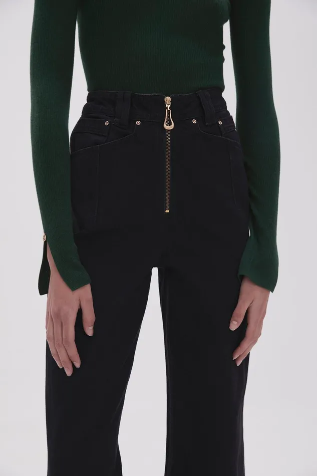 Women Willa Wide Leg Jeans Black Aje Denim