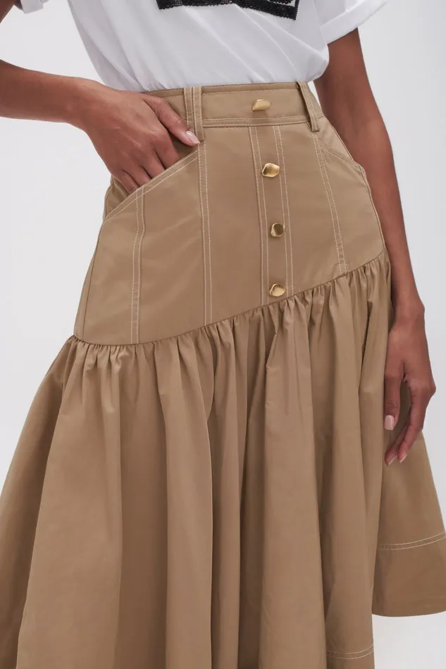 Women Willow Utility Midi Skirt Taupe Grey Aje Skirts