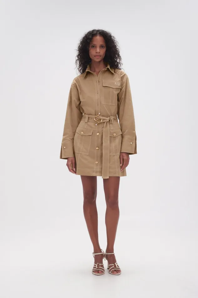Women Willow Utility Mini Skirt Taupe Grey Aje Skirts