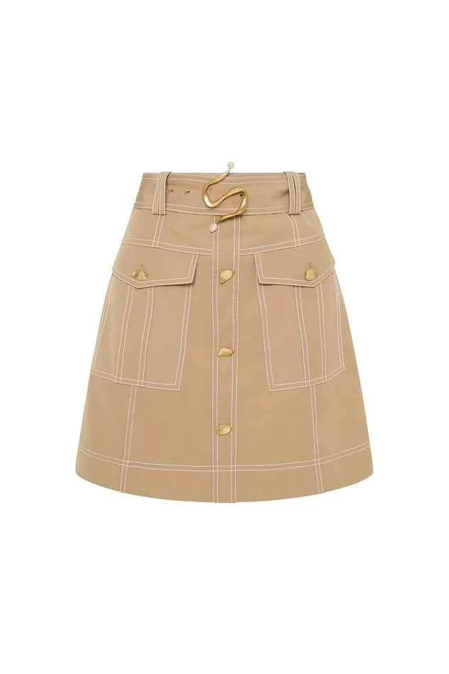 Women Willow Utility Mini Skirt Taupe Grey Aje Skirts
