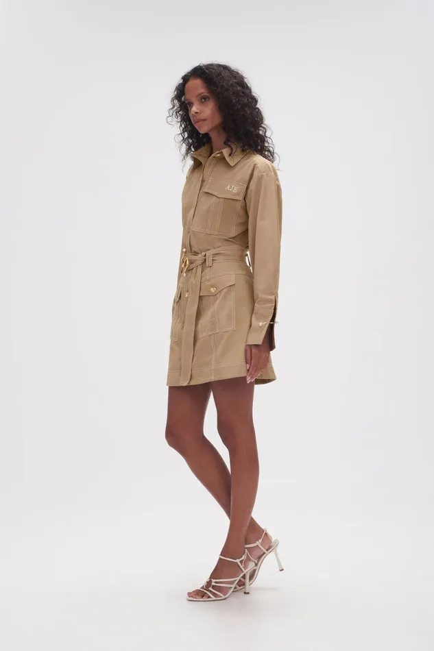 Women Willow Utility Mini Skirt Taupe Grey Aje Skirts