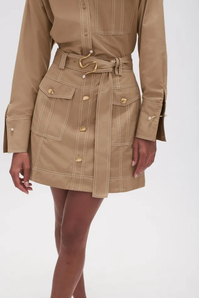 Women Willow Utility Mini Skirt Taupe Grey Aje Skirts