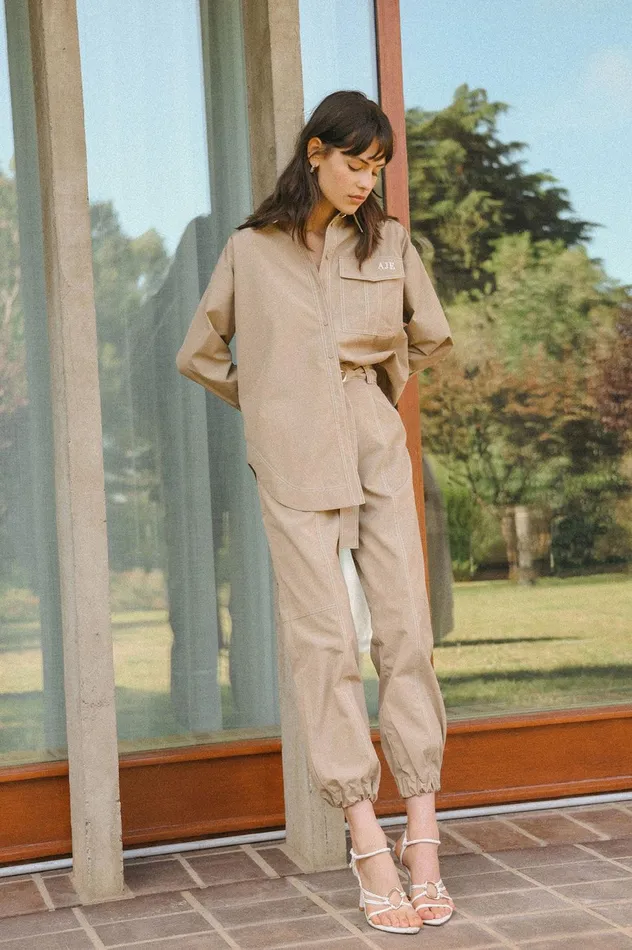 Women Willow Utility Track Pant Taupe Grey Aje Pants
