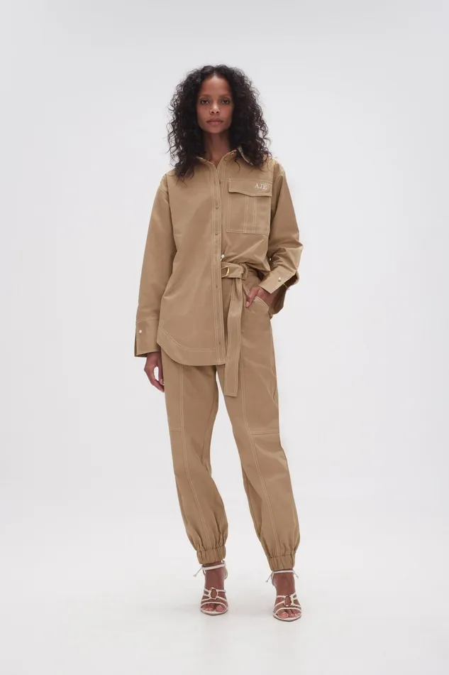 Women Willow Utility Track Pant Taupe Grey Aje Pants