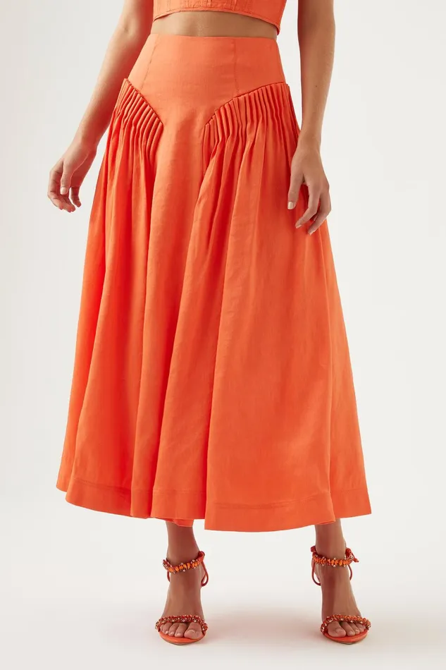 Women Yves Midi Skirt Orange Aje Skirts