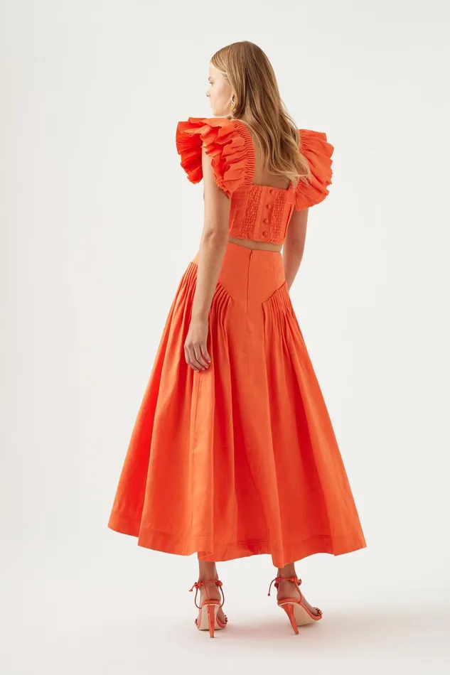 Women Yves Midi Skirt Orange Aje Skirts