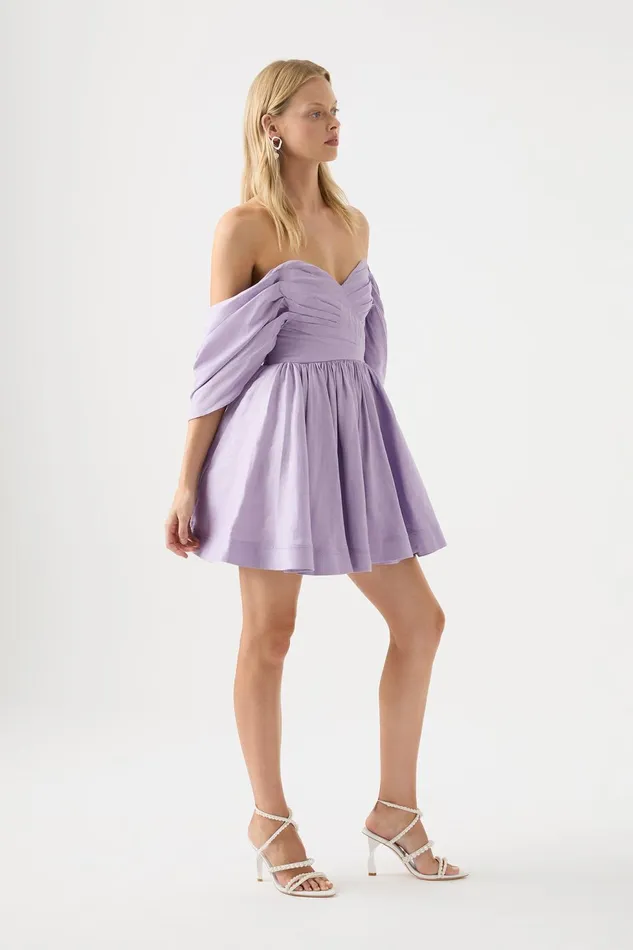 Women Zorina Sweetheart Mini Dress Lilac Aje Dresses