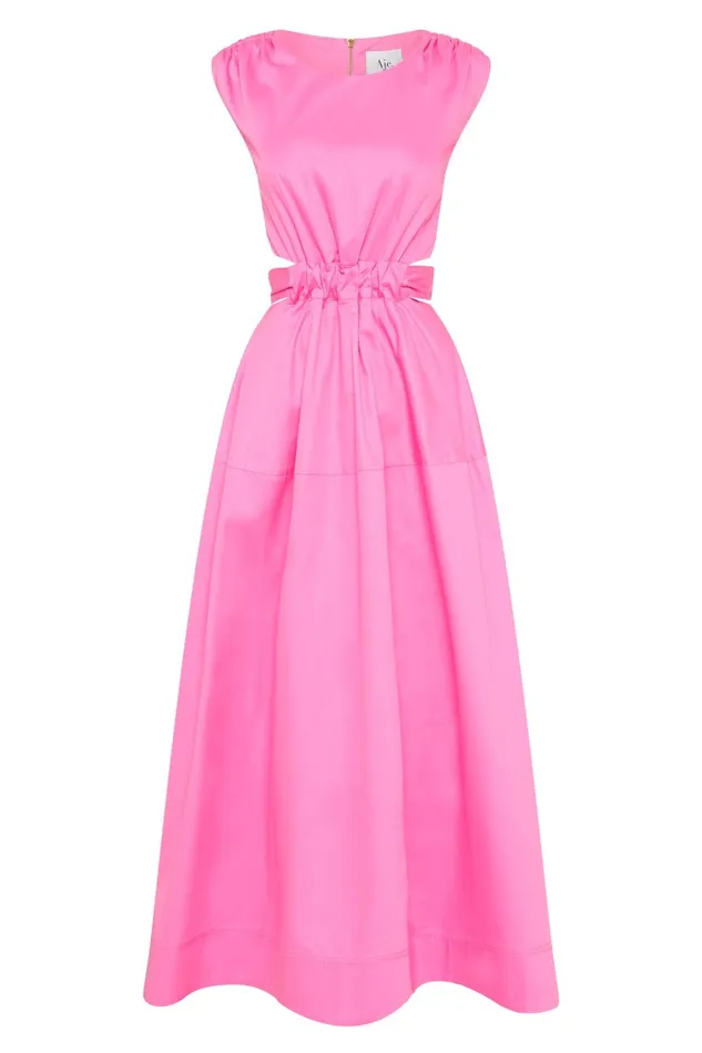Women Zorina Tie Midi Dress Protea Pink Aje Dresses